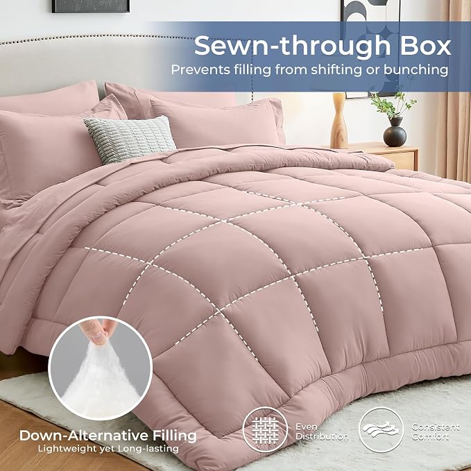 Sasttie Queen Comforter Set, 7 Pieces Bed in a Bag Queen, Complete Bedding Set - Image 3