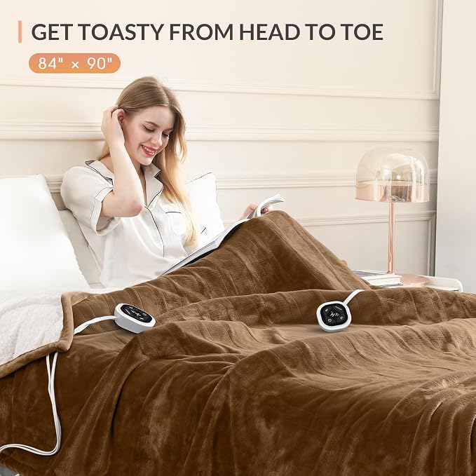 HOMLYNS LuxeHeat Heated Blanket Electric Blanket Queen Size, Soft Flannel - Image 3