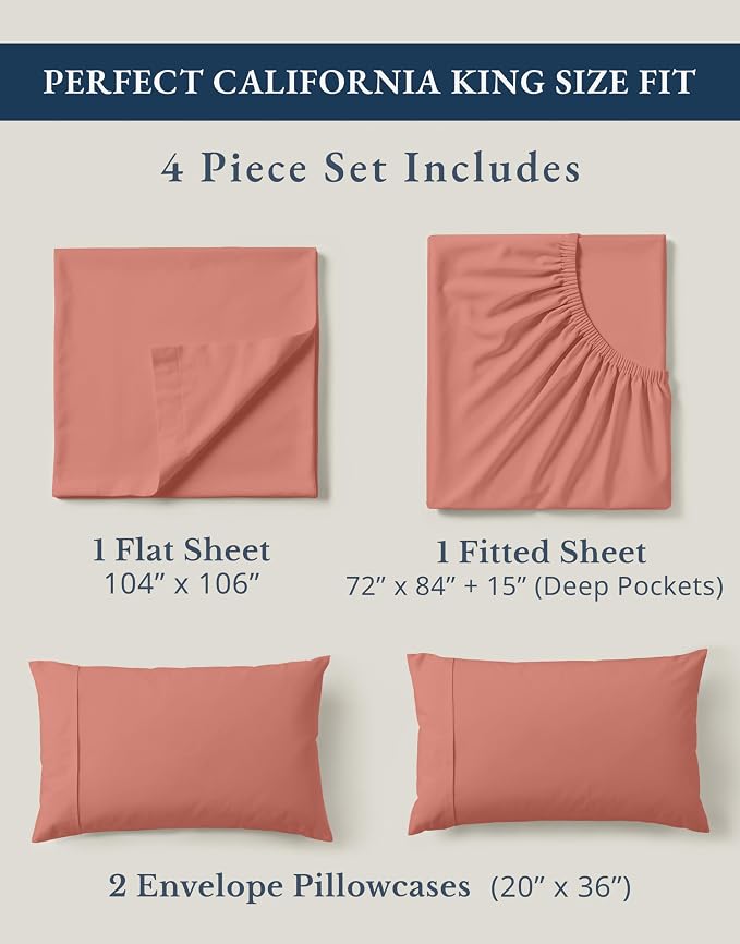 LANE LINEN 100% Organic Cotton California King Sheets Set, 4-Piece Pure Organic - Image 4