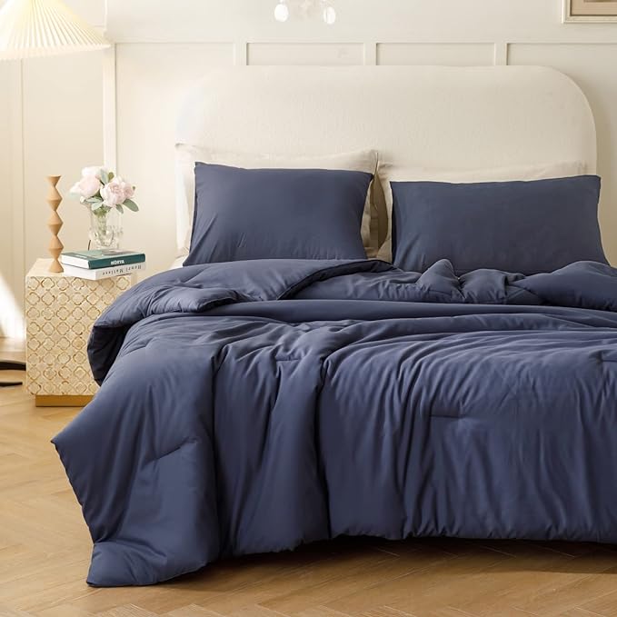 ROSGONIA Comforter Full Size for Boys Teen Girls Navy Blue, Lightweight Dorm - Image 3