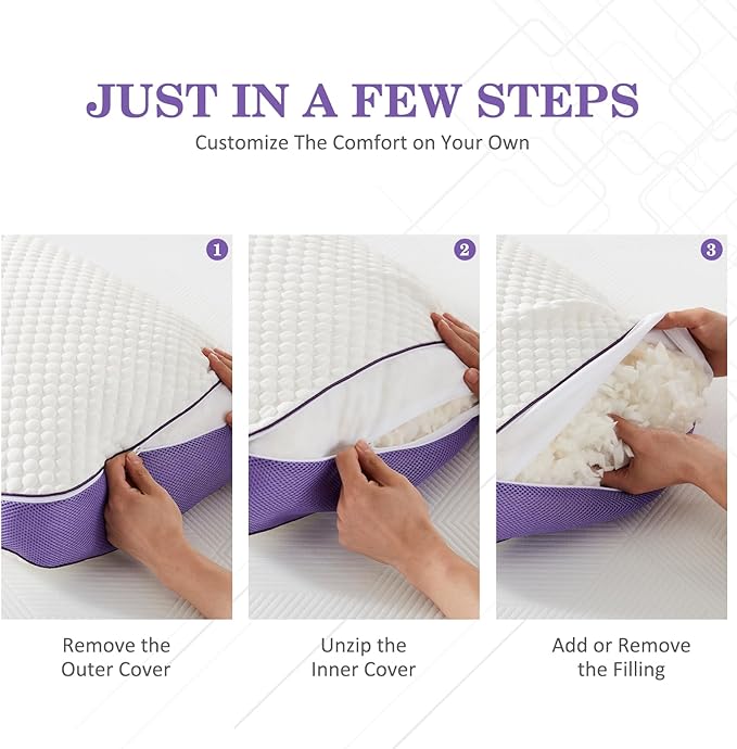 HOMELAB Adjustable Shredded Memory Foam Body Pillow, Cooling Long Pillow - Image 6