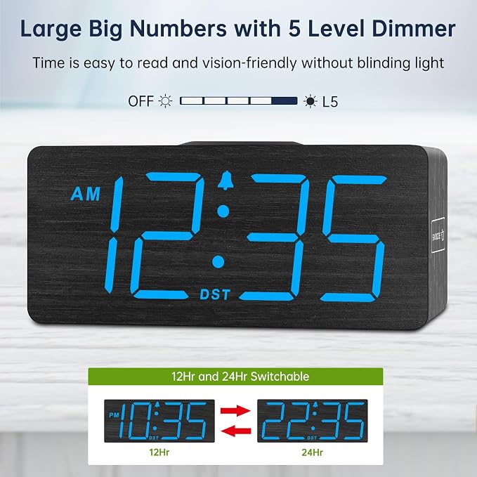 DreamSky Wooden Digital Alarm Clock - Image 4