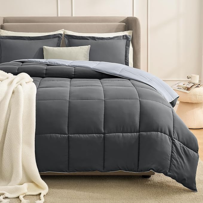 Homelike Moment California King Comforter Set Grey, Lightweight Cal King by HomelikeMoment