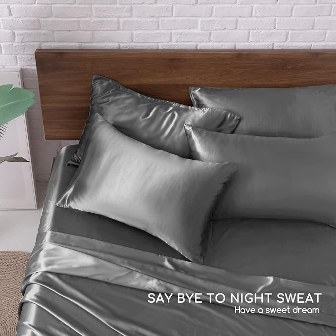 MR&HM Satin Bed Sheets, Queen Size Sheets Set - Image 7