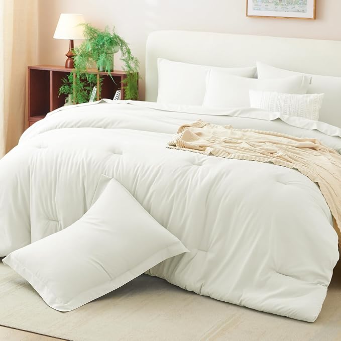 CozyLux Queen Comforter Set Ivory, 7 Pieces Bed in a Bag Queen Comforter Set - Image 7
