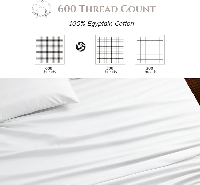 Cotton Flat Sheets Only, 600 TC 100% Cotton Flat Sheet Top Sheet Only, Twin - Image 3