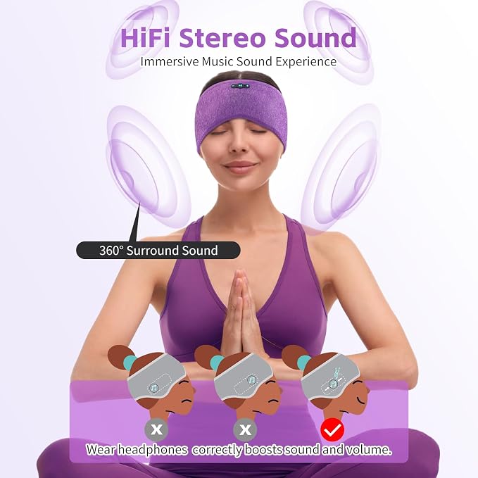 Sleep Headphones Bluetooth 6.0 Headband, 20Hr Headband Headphones - Image 6