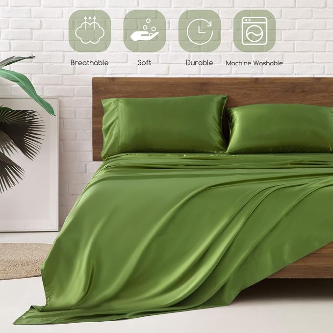 MR&HM Satin Bed Sheets, Twin XL Size Sheets Set - Image 5