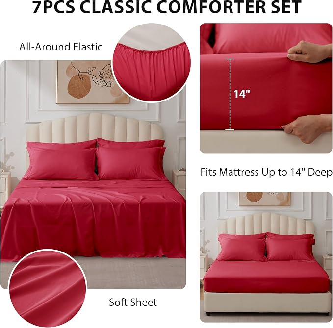 King Comforter Set Red - Image 2