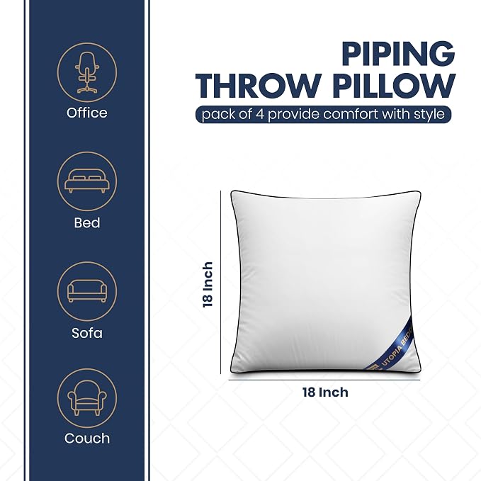 Utopia Bedding Throw Pillow Inserts, 18 x 18 Inches Decorative Indoor Pillows - Image 2