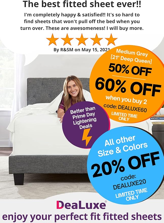 Full Fitted Sheet – Deep Pocket Full Size Fitted Sheets Only Real 16” Fitted - Image 2
