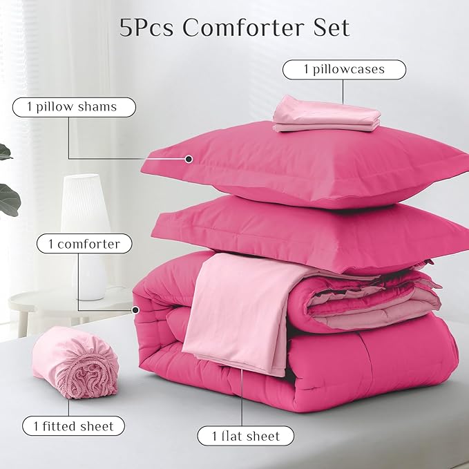 JOLLYVOGUE Twin Comforter Set, Ultra-Soft Bed in a Bag Twin Size 5 Pieces - Image 5