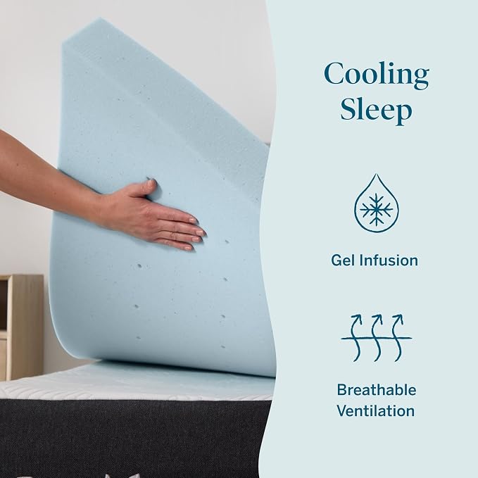 Lucid 3 Inch Memory Foam Mattress Topper, Twin Size – Cooling Gel Bed Topper – - Image 2