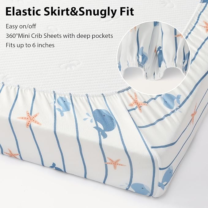 Baby Mini Crib Sheets Boy, Portable 38”x26” Pack and Play Sheets Fitted - Image 7