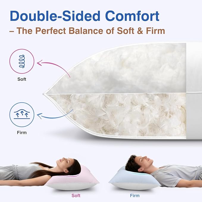 COZSINOOR Goose Feather Pillows Queen Size - Image 3
