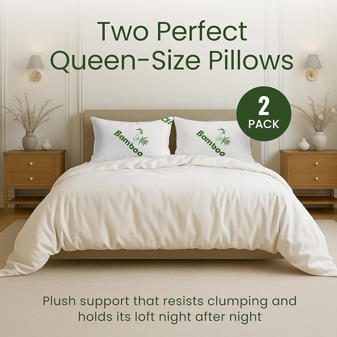 Memory Foam Pillows Queen Size Set of 2 - Image 8