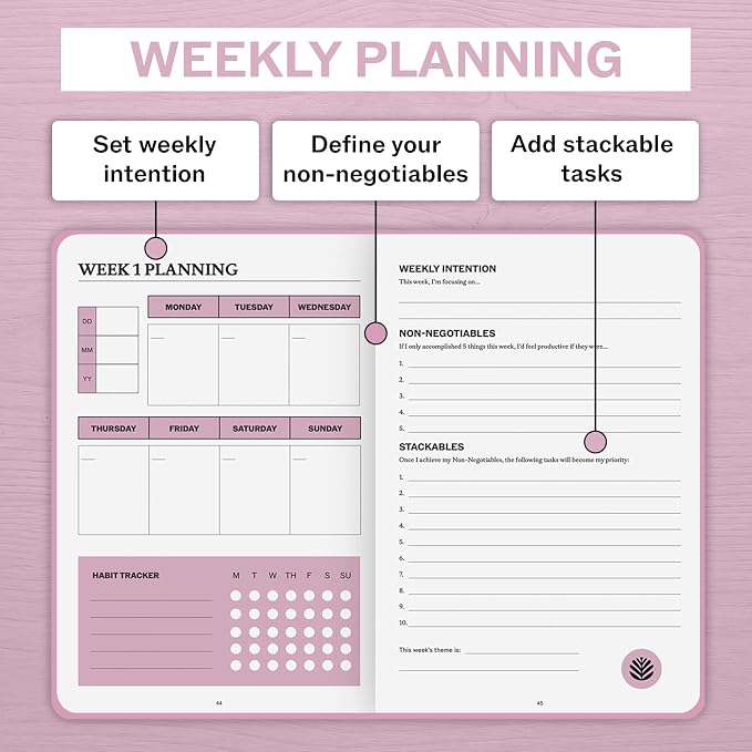 Undated Daily Planner | 90 Day Daily & Weekly Productivity Journal - Image 6