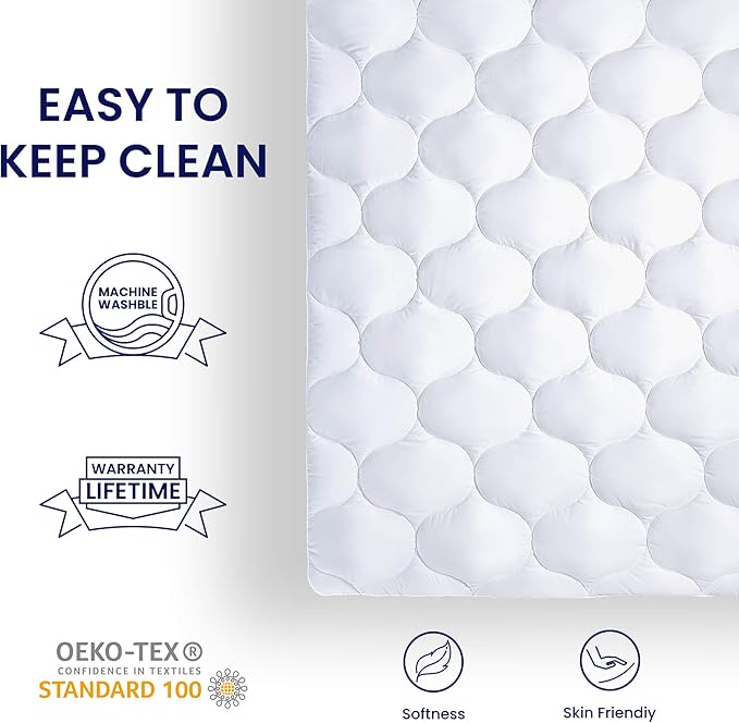 SLEEP ZONE Full Size Mattress Pad Protector, Quilted Fitted Bed Mattress Topper - Image 5