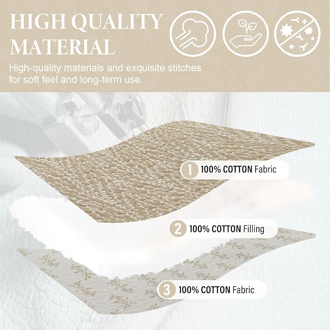 SahSahCasa Quilt Set Queen Size, 100% Cotton Quilt Bedding Set Bedspread - Image 6