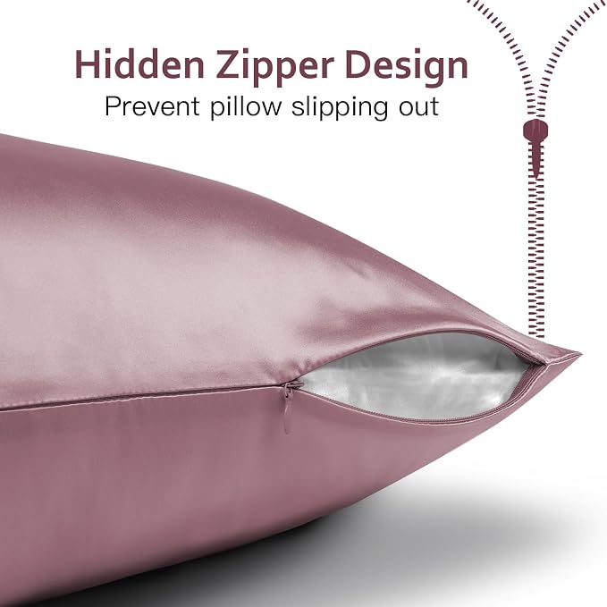 Ravmix Silk Pillow Cases with Zipper, 21momme Mulberry Silk Pillowcase - Image 6