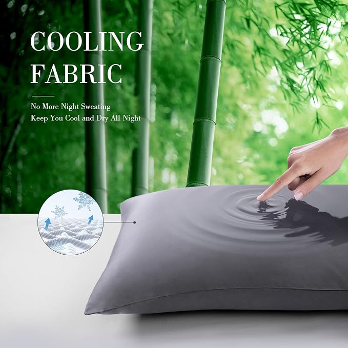 WishSmile Cooling Queen Pillowcases Set of 2 Breathable Cool Silky Soft Rayon - Image 4