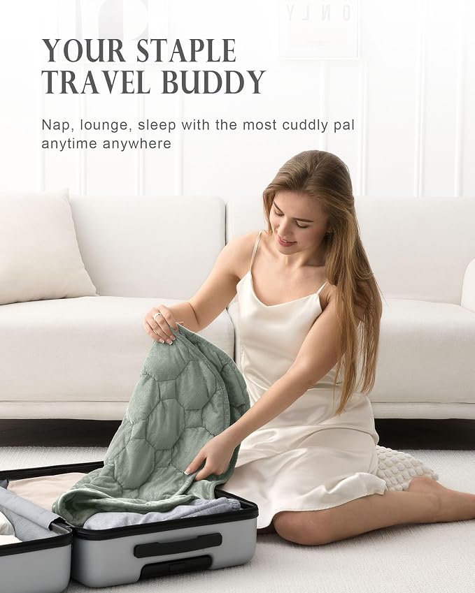 Weighted Lap Blanket 7lbs, Cozy Luxury Crystal Velvet Weighted Blanket - Image 5