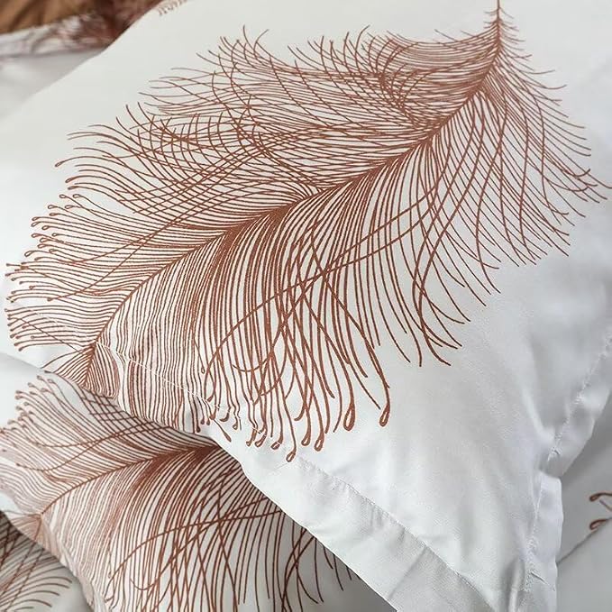 OAITE Duvet Cover King Size, Reversible Leaf Brown Duvet Cover Set - Image 4