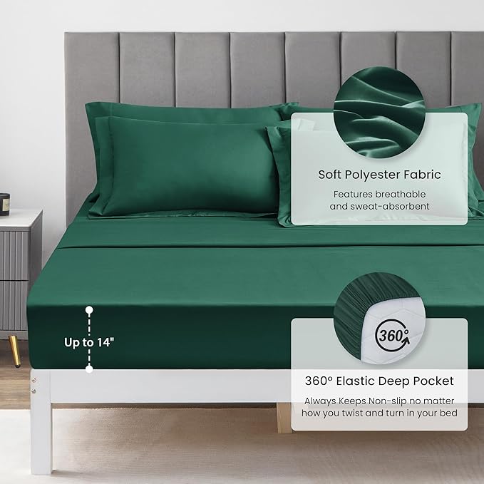 Love's cabin Queen Comforter Set Dark Green, 7 Pieces Queen Bed in a Bag - Image 6