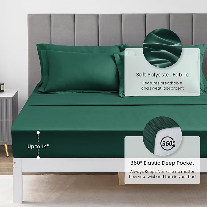 Love's cabin Twin Comforter Set Dark Green, 5 Pieces Twin Bed in a Bag - Image 6