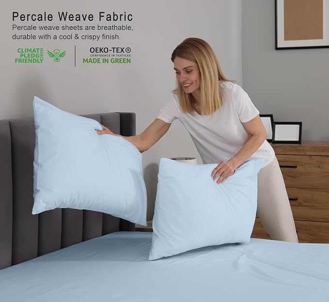 RUVANTI 100% Cotton Sheets – Queen Size Percale Bedding, Cooling & Breathable - Image 3