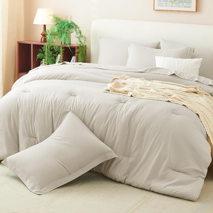 CozyLux Twin XL Comforter Set Beige, 5 Pieces Bed in a Bag Twin Extra Long - Image 9