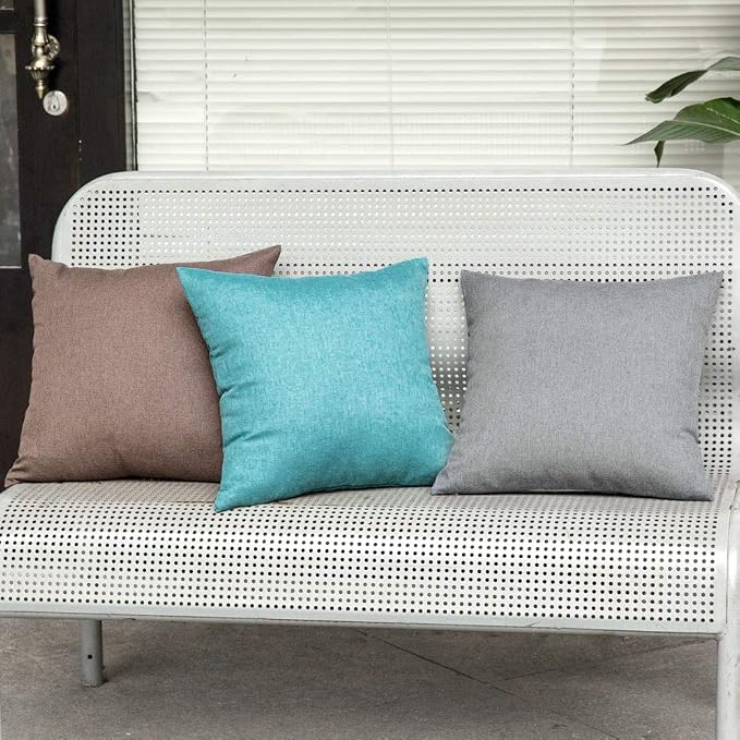 MIULEE Pack of 2 Decorative Outdoor Solid Waterproof Throw Pillow Covers Faux - Image 5