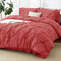 CozyLux King Size Comforter Set Coral, 7 Pieces Pintuck Bed in A Bag Coral by CozyLux