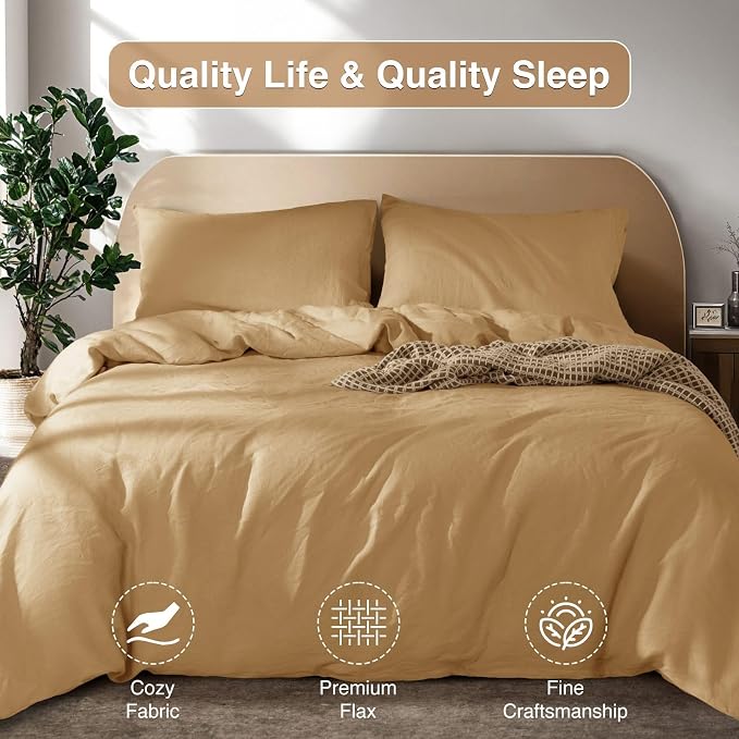 SONORO KATE 100% French Linen Duvet Cover Queen Size, Soft Breathable - Image 7