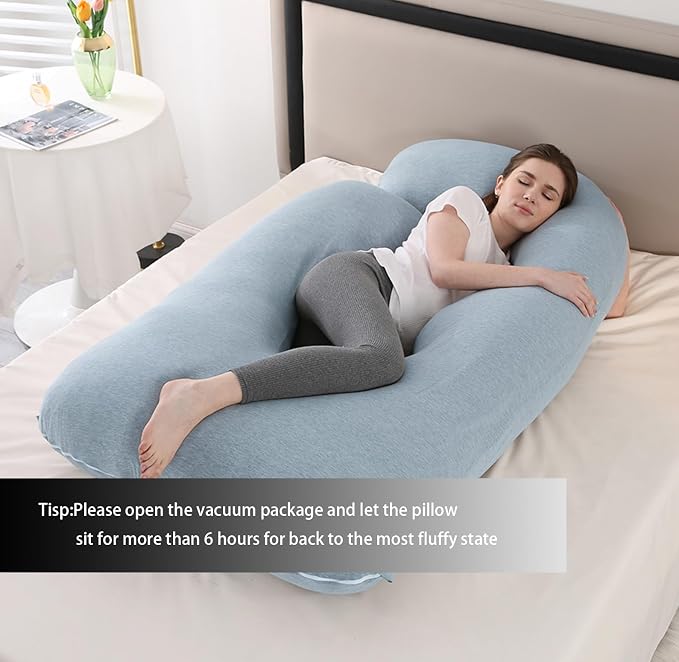 Jcickt Pregnancy Pillow J-Shaped Full Body Pillow, 59 inch Cool Fabric Easy to - Image 4