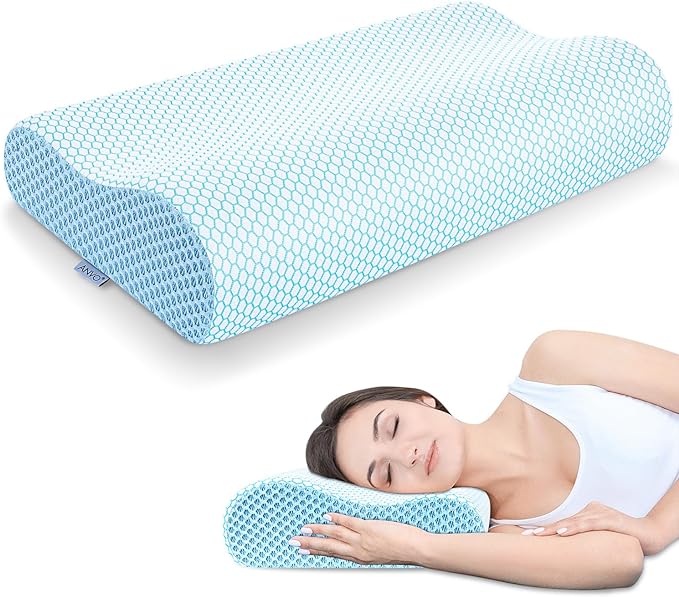 Anvo Memory Foam Pillow, Neck Contour Cervical Orthopedic Bed Pillow by AnvoHome