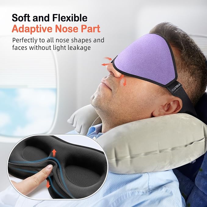 LitBear Sleep Mask for Side Sleeper Women Men, Eye Mask for Sleeping Light - Image 3