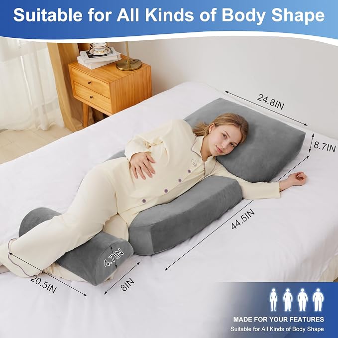 Pregnancy Pillows for Sleeping, 44.5 Inch Pregnancy Massage Pillow Full Body - Image 2