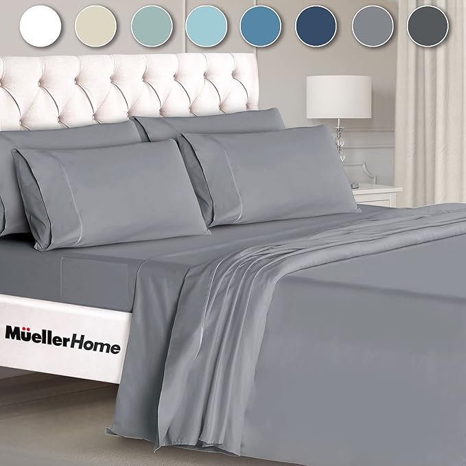 Mueller Ultratemp Bed Sheets Set, Super Soft 1800, 6 Piece California King - Image 9