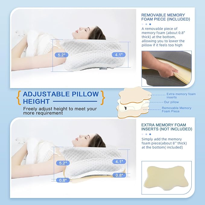 Pain Relief Cervical Pillow for Neck Support, Adjustable Ergonomic Pillow Cozy - Image 2