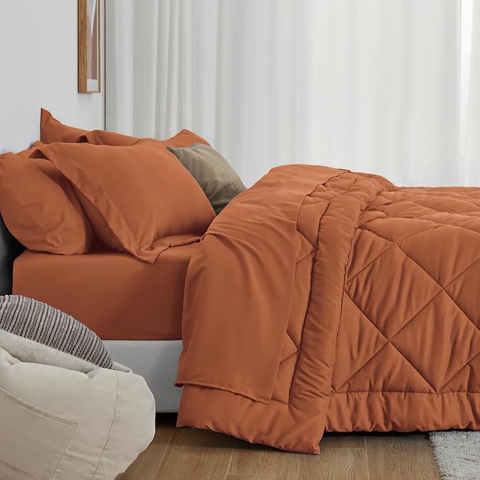 Love's cabin Full Comforter Set Terracotta, 7 Pieces Full Bed in a Bag - Image 3