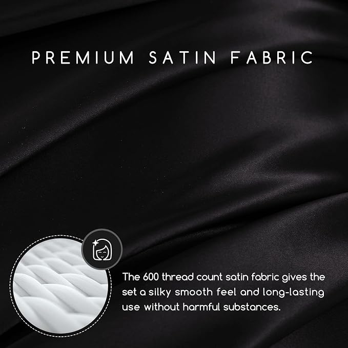 MR&HM Satin Bed Sheets, King Size Sheets Set - Image 2