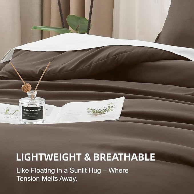 Litanika Chocolate Comforter Set Twin/Twin XL Size, 2 Pieces Solid Bedding - Image 6