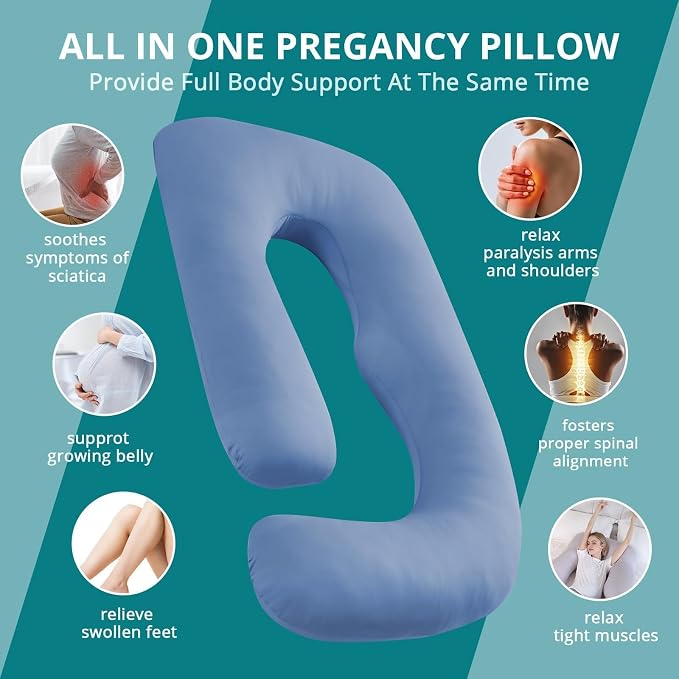 Sasttie Pregnancy Pillows for Sleeping, U Shaped Cooling Full Body Pillow - Image 7