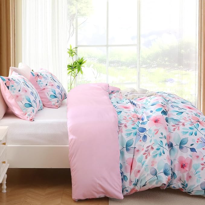 MUXHOMO Duvet Cover Queen Size, Reversible Floral Vintage Duvet Cover Set - Image 4