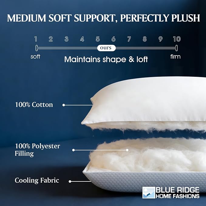 Blue Ridge Home Fashions Cooling Bed Pillows King Size Set of 2, Reversible - Image 7