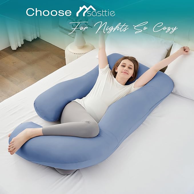 Sasttie Pregnancy Pillows for Sleeping, U Shaped Cooling Full Body Pillow - Image 5