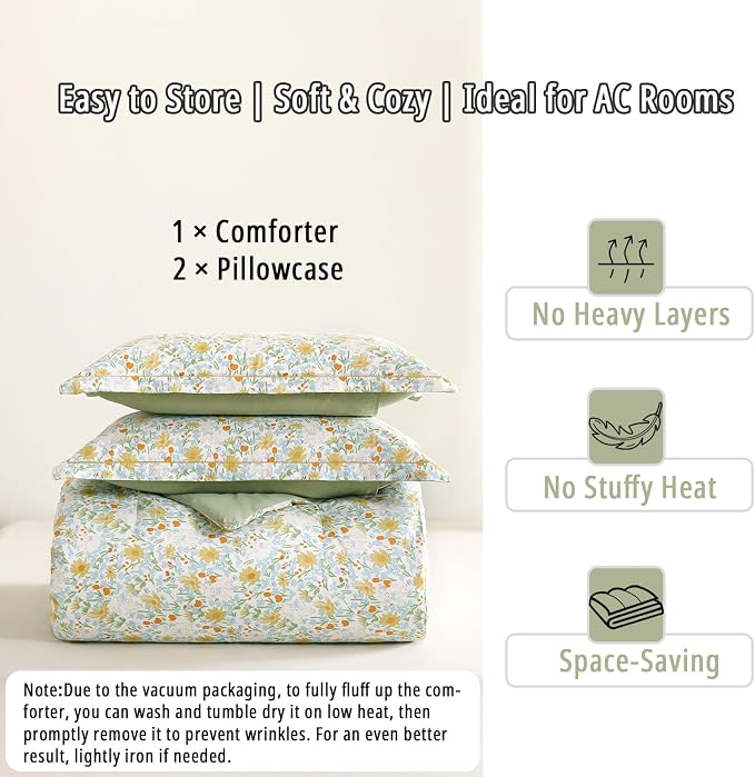 LEMIROE Floral Cotton Comforter King Size 3Pcs - Image 7