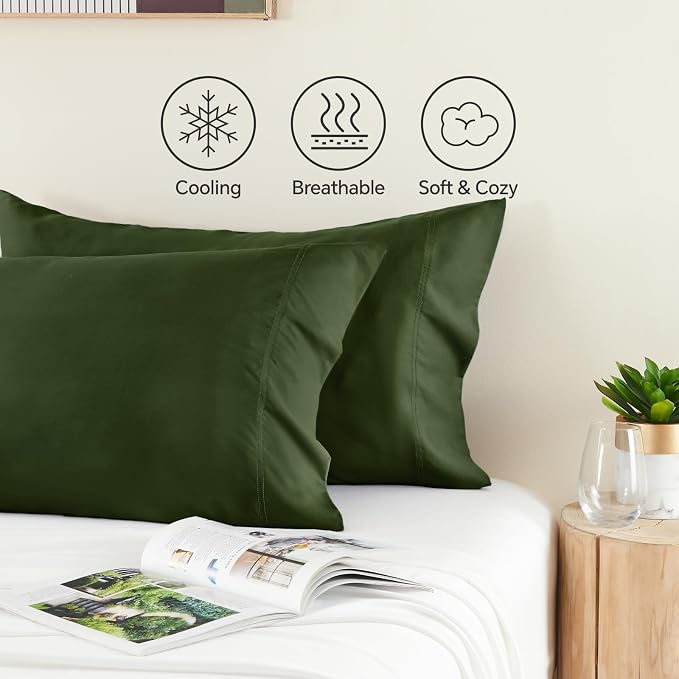 BEDELITE Standard Pillow Cases Set of 2, Rayon Derived from Bamboo, Cooling - Image 4