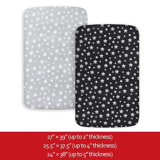Pack and Play Sheets, 2 Pack Mini Crib Sheets, Stretchy Playard Fitted Sheet - Image 5